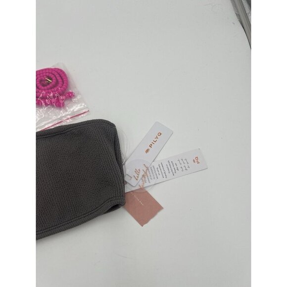 NWT Pilyq Womens Acai Reef Bandeau Bikini Top Hot Pink Gray Halter Option - Picture 2 of 7